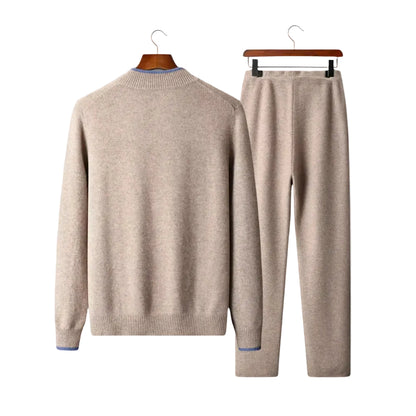 Ensemble en maille deux pièces pour homme avec veste zippée et pantalon à cordon de serrage