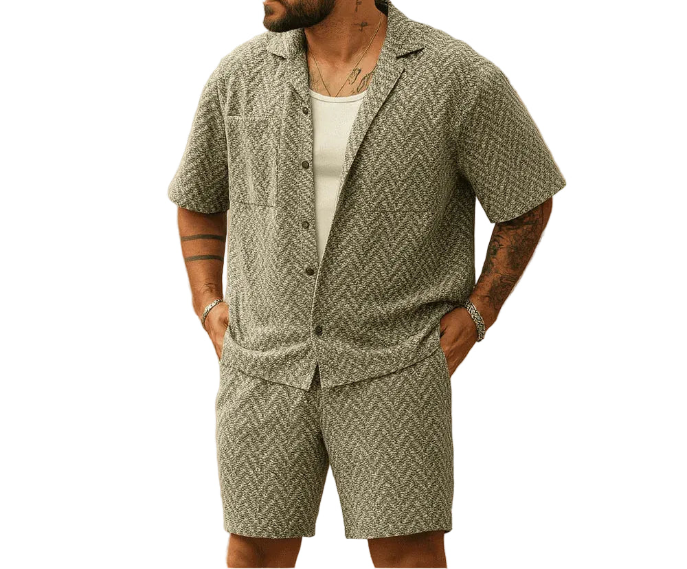 Ensemble homme chemise à manches courtes et short