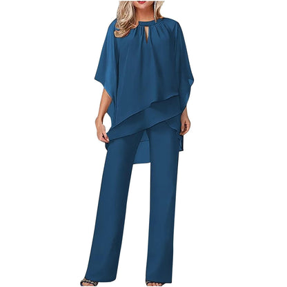 Ensemble pantalon et haut en mousseline à manches chauve-souris pour femme 5