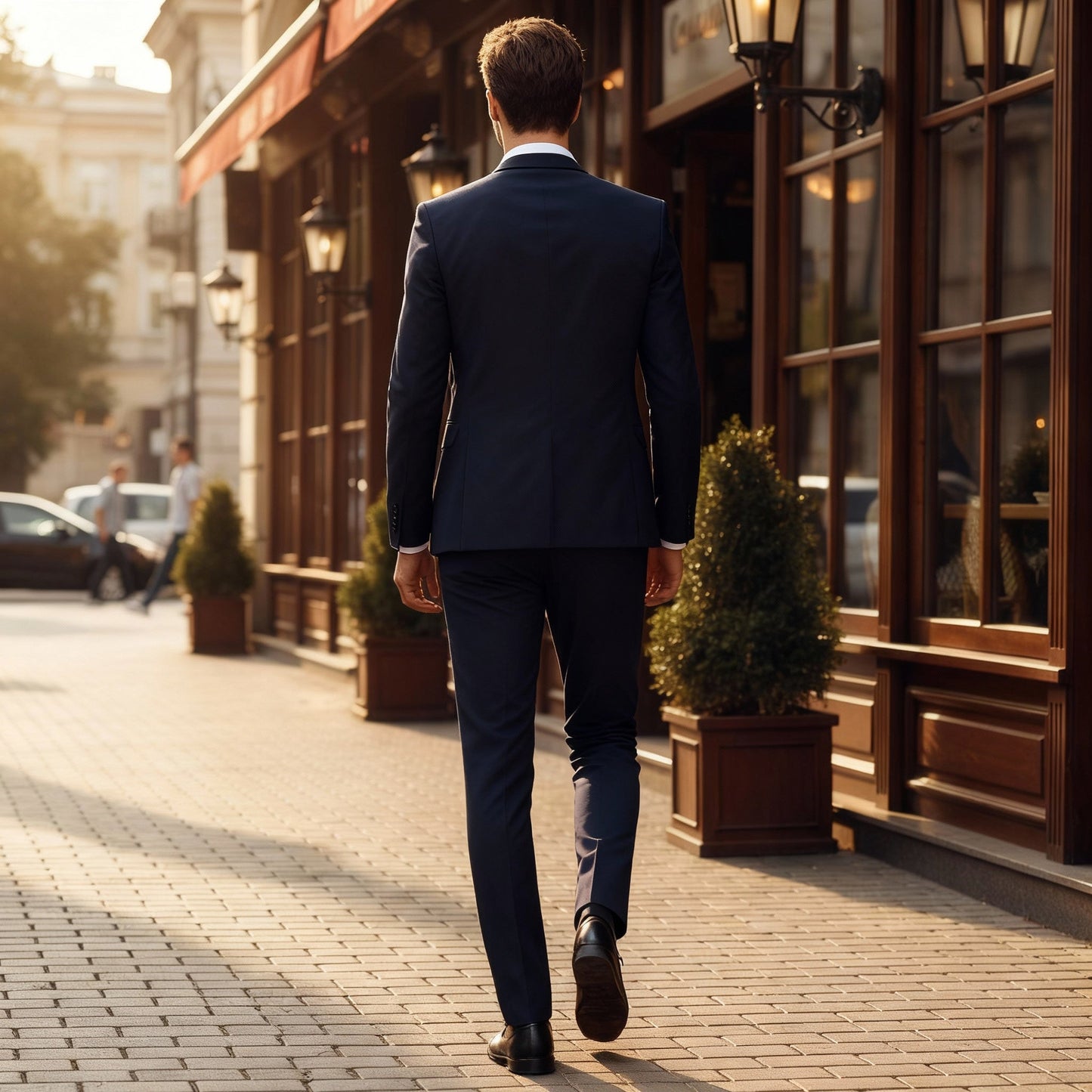 Costume deux pièces pour homme avec veste simple boutonnage et pantalon droit