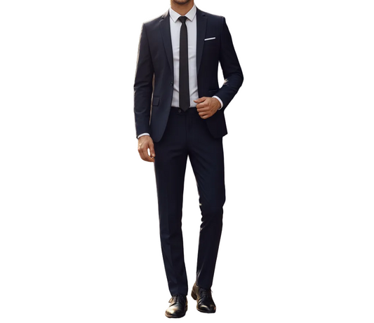 Costume deux pièces pour homme avec veste simple boutonnage et pantalon droit