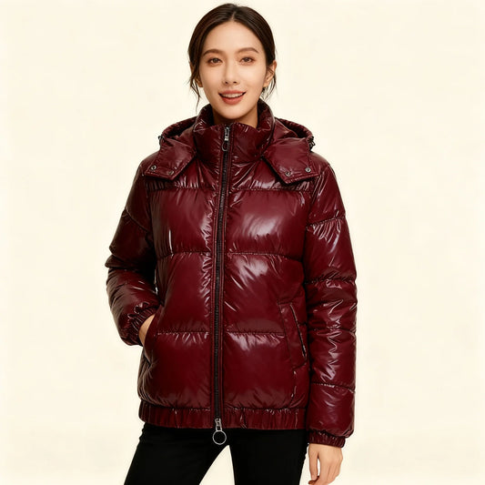 Veste Femme Hiver Brillante À Capuche