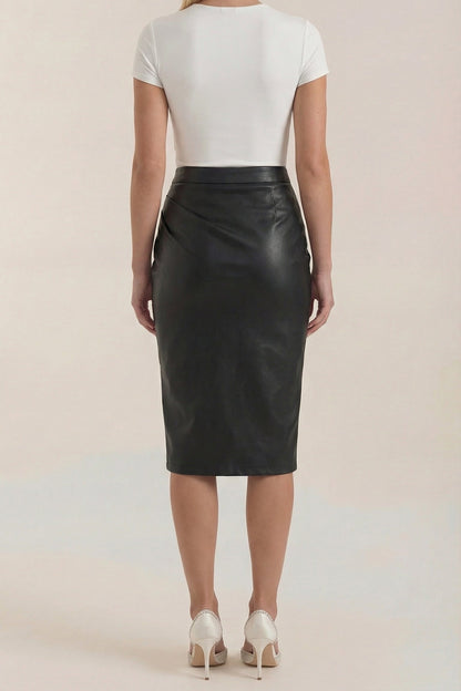 Femme Jupe midi avec drapé et fente frontale 5