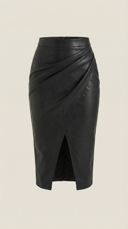 Femme Jupe midi avec drapé et fente frontale 7