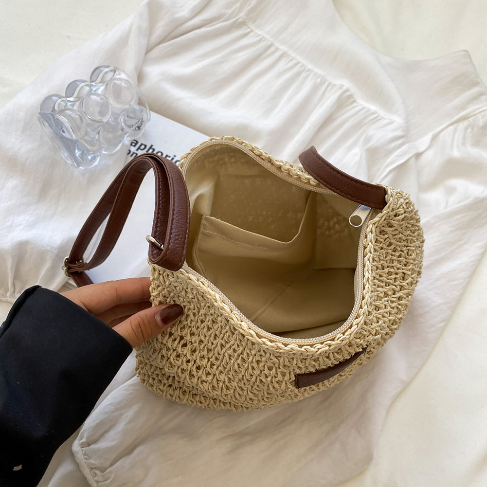 Femme Sac à bandoulière à texture tressée avec empiècement rectangulaire et fines lanières 3