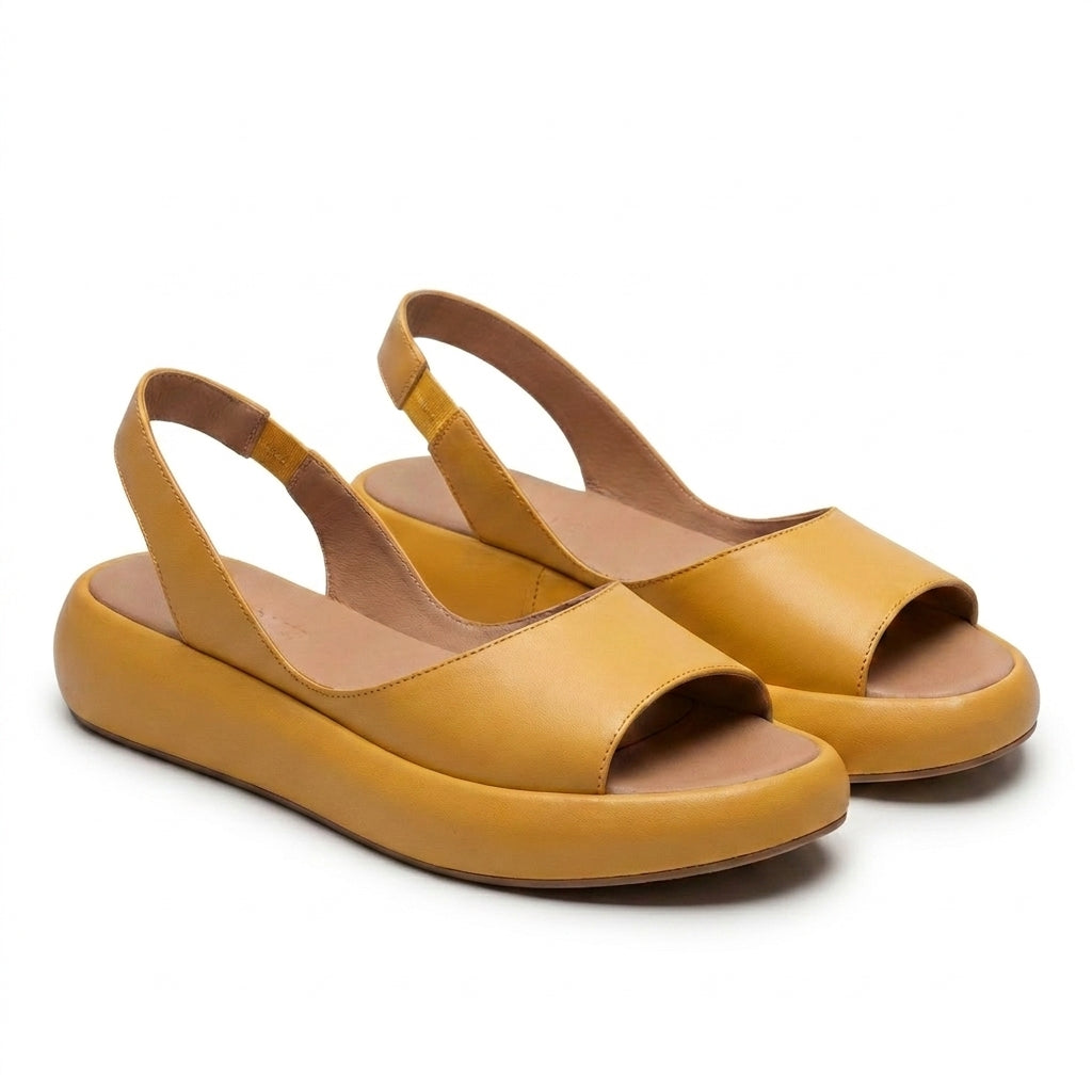Femme Sandales à semelle plateforme et bride arrière élastiquée Jaune