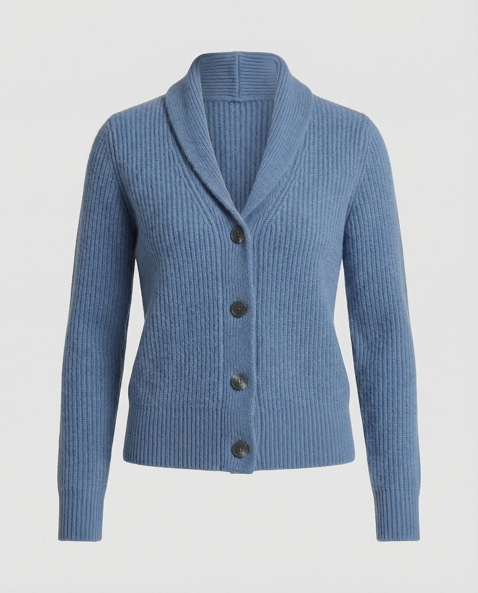 Gilet en maille côtelée pour femme avec col châle 2