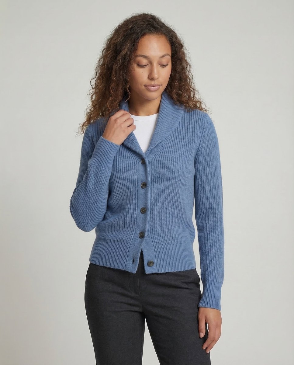 Gilet en maille côtelée pour femme avec col châle 6