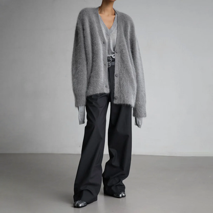 Gilet en maille pour femme avec col en V et boutonnage 3