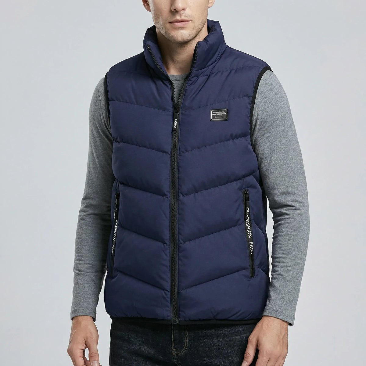 Gilet matelassé pour homme avec col montant et fermeture éclair 10