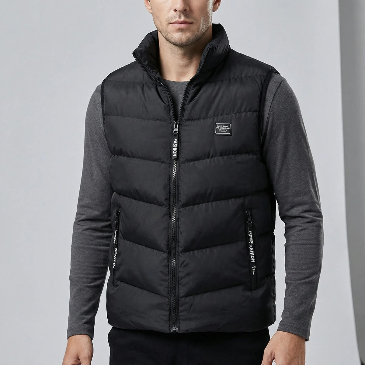 Gilet matelassé pour homme avec col montant et fermeture éclair 2