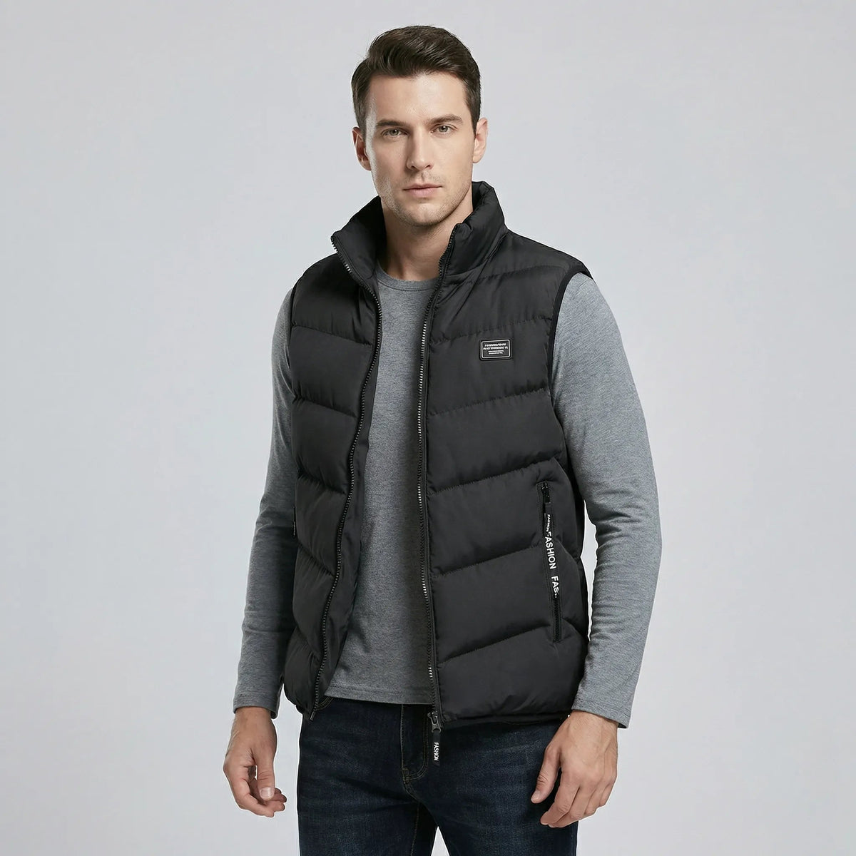 Gilet matelassé pour homme avec col montant et fermeture éclair 5