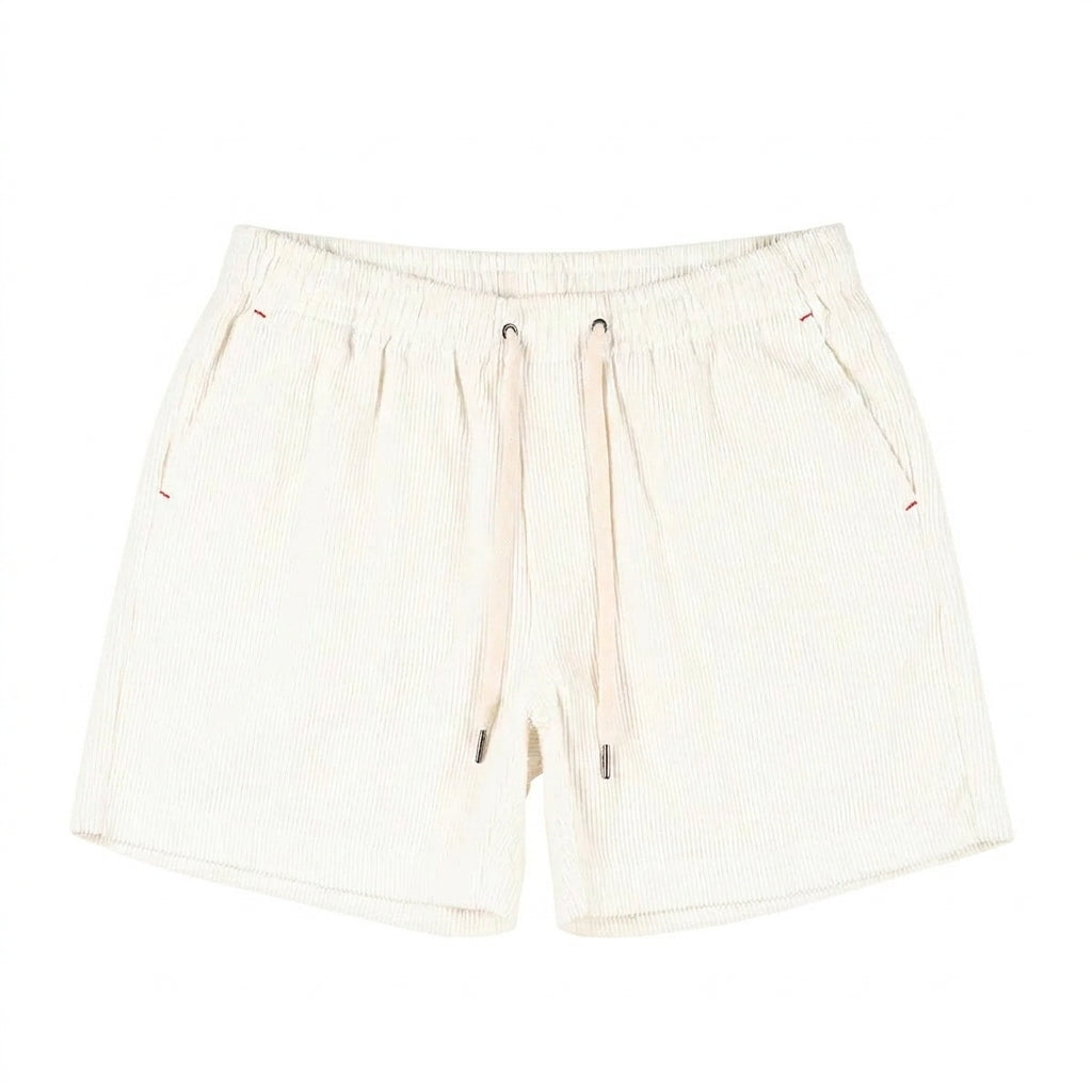 Homme Short Taille Elastique Cordon Serrage Poches Laterales Blanc