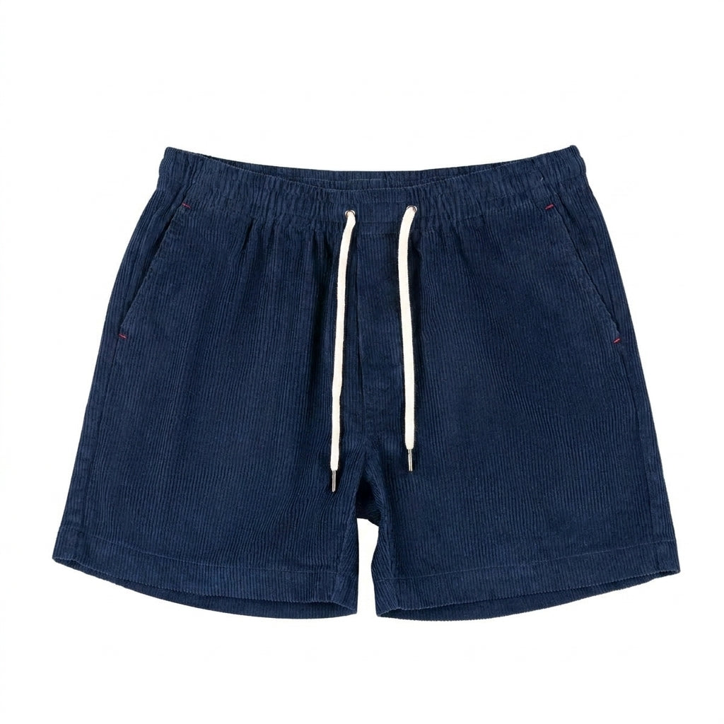 Homme Short Taille Elastique Cordon Serrage Poches Laterales Bleu Marine