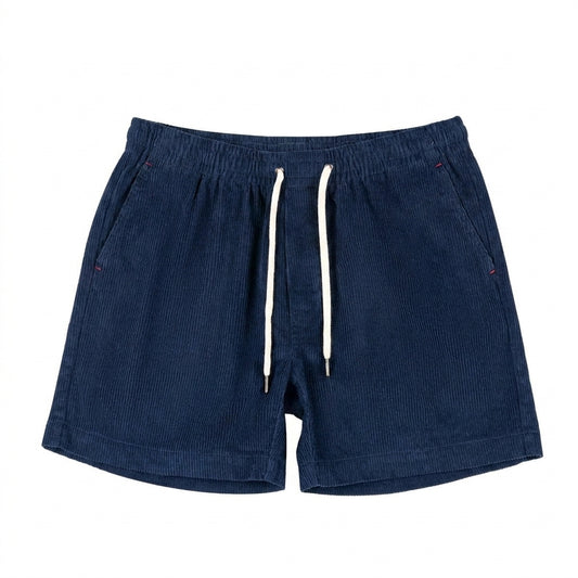 Homme Short Taille Elastique Cordon Serrage Poches Laterales Bleu Marine
