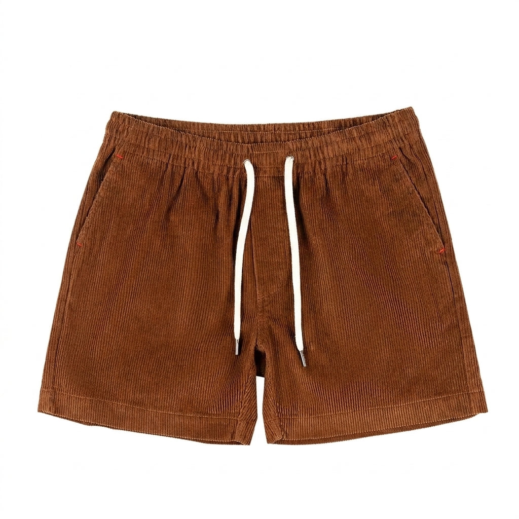 Homme Short Taille Elastique Cordon Serrage Poches Laterales Marron