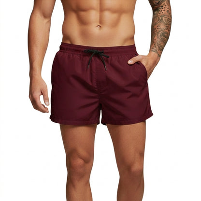 Homme Short de bain à taille élastique et cordon de serrage Bordeaux