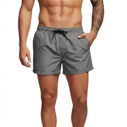 Homme Short de bain à taille élastique et cordon de serrage Gris