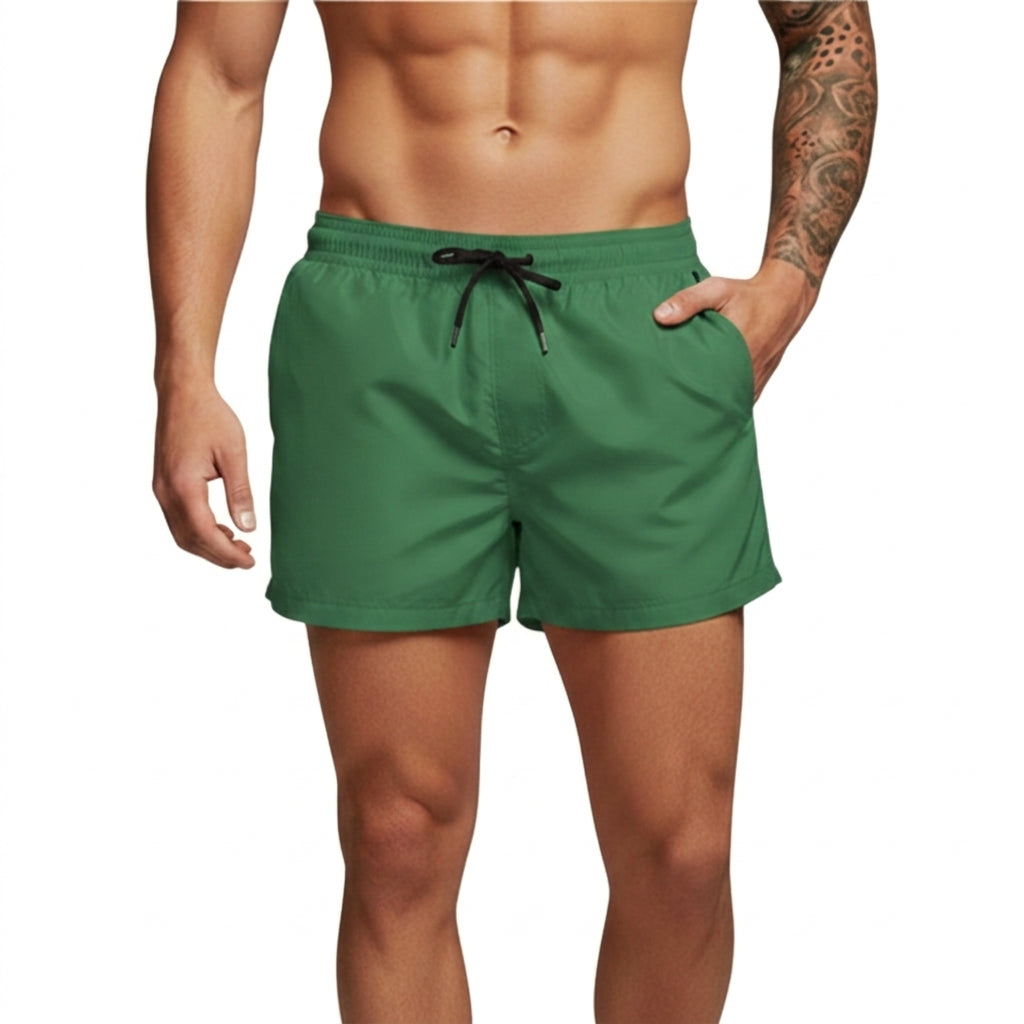 Homme Short de bain à taille élastique et cordon de serrage Vert