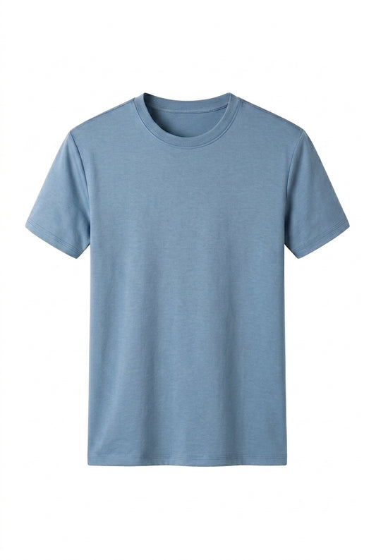Homme T-shirt à col rond et manches courtes Bleu Clair
