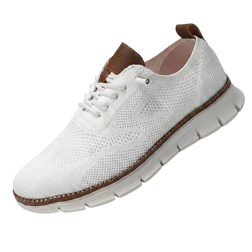 Hommes - Chaussures décontractées à lacets avec semelle rainurée et empiècements contrastés Blanc
