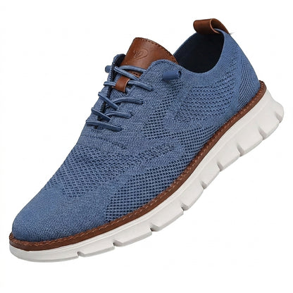 Hommes - Chaussures décontractées à lacets avec semelle rainurée et empiècements contrastés Bleu