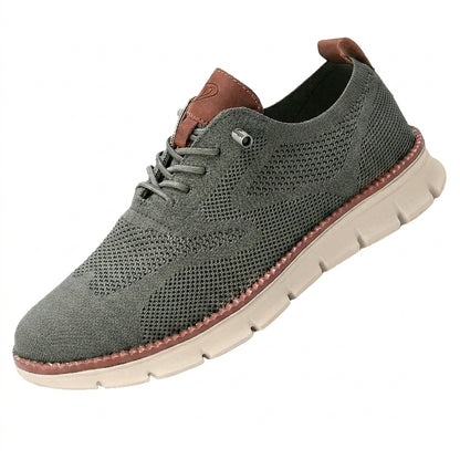 Hommes - Chaussures décontractées à lacets avec semelle rainurée et empiècements contrastés Vert