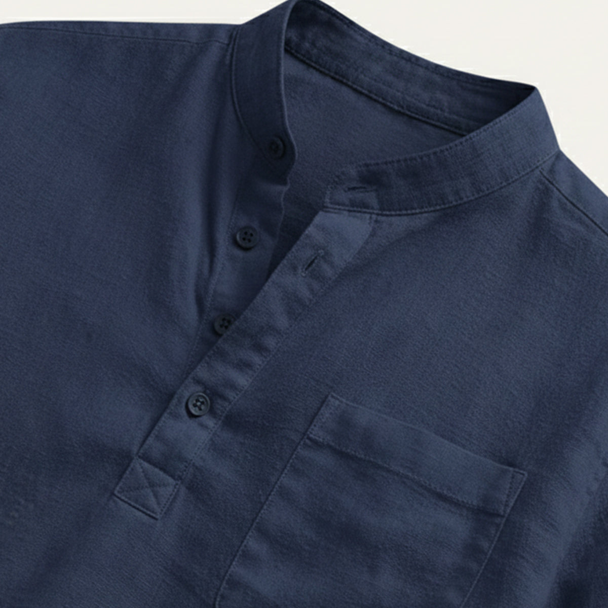 Hommes Chemise Henley à manches courtes avec col officier et poche poitrine 5