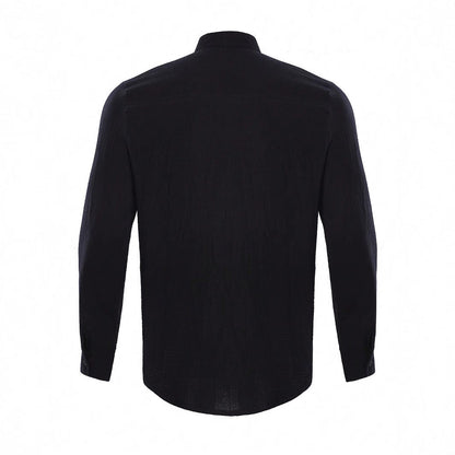 Hommes Chemise à manches longues avec col officier et texture lin 3
