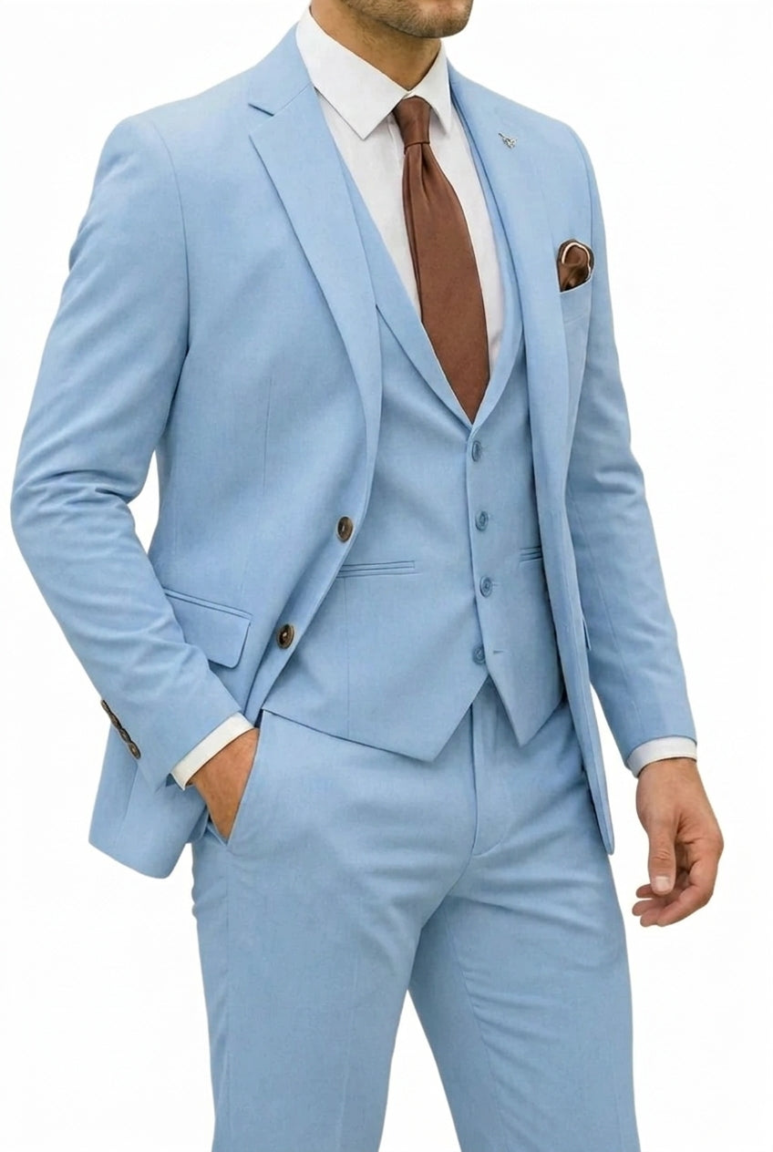 Hommes Ensemble 3 pièces avec veste à revers à cran, gilet et pantalon 1