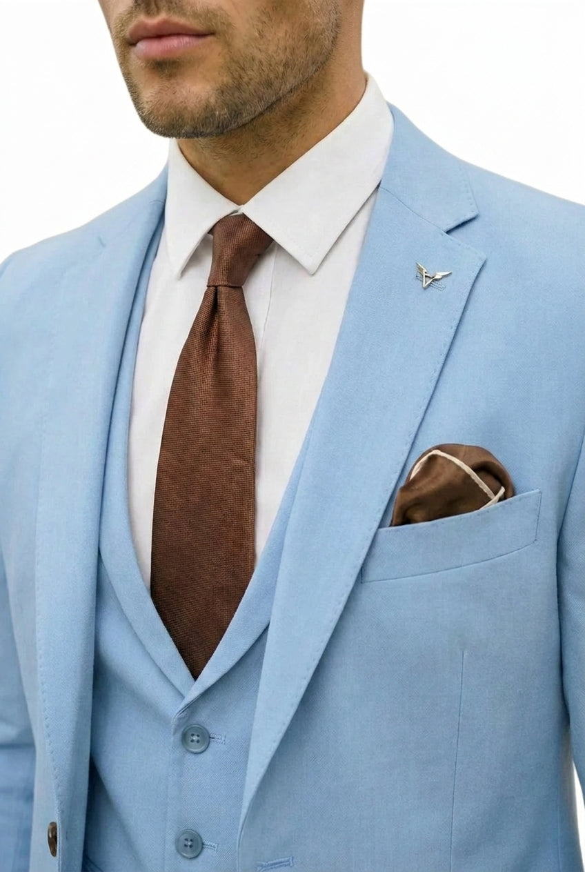 Hommes Ensemble 3 pièces avec veste à revers à cran, gilet et pantalon 2