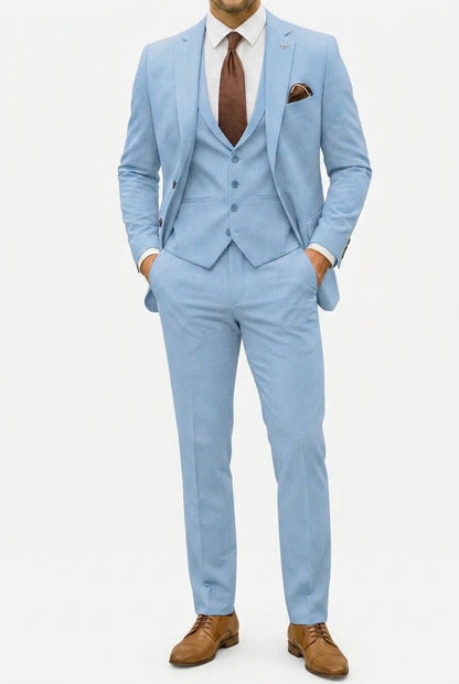 Hommes Ensemble 3 pièces avec veste à revers à cran, gilet et pantalon 3