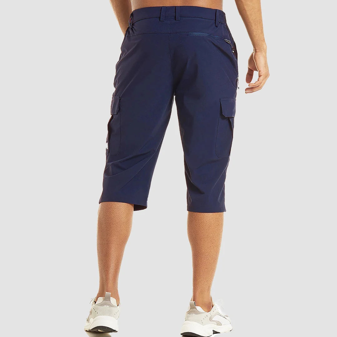 Hommes Short cargo longueur genou avec poches latérales et passants de ceinture 1