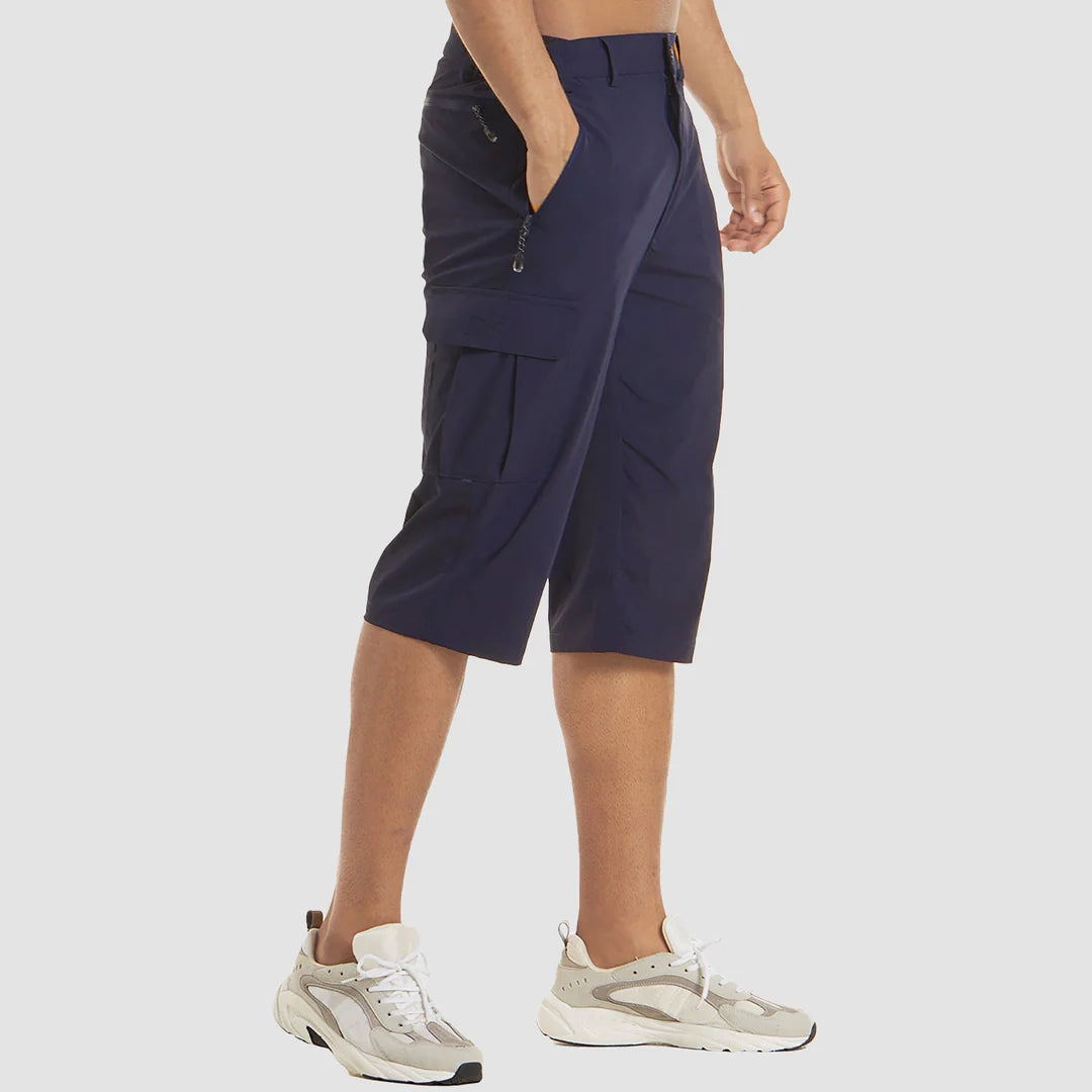 Hommes Short cargo longueur genou avec poches latérales et passants de ceinture 2
