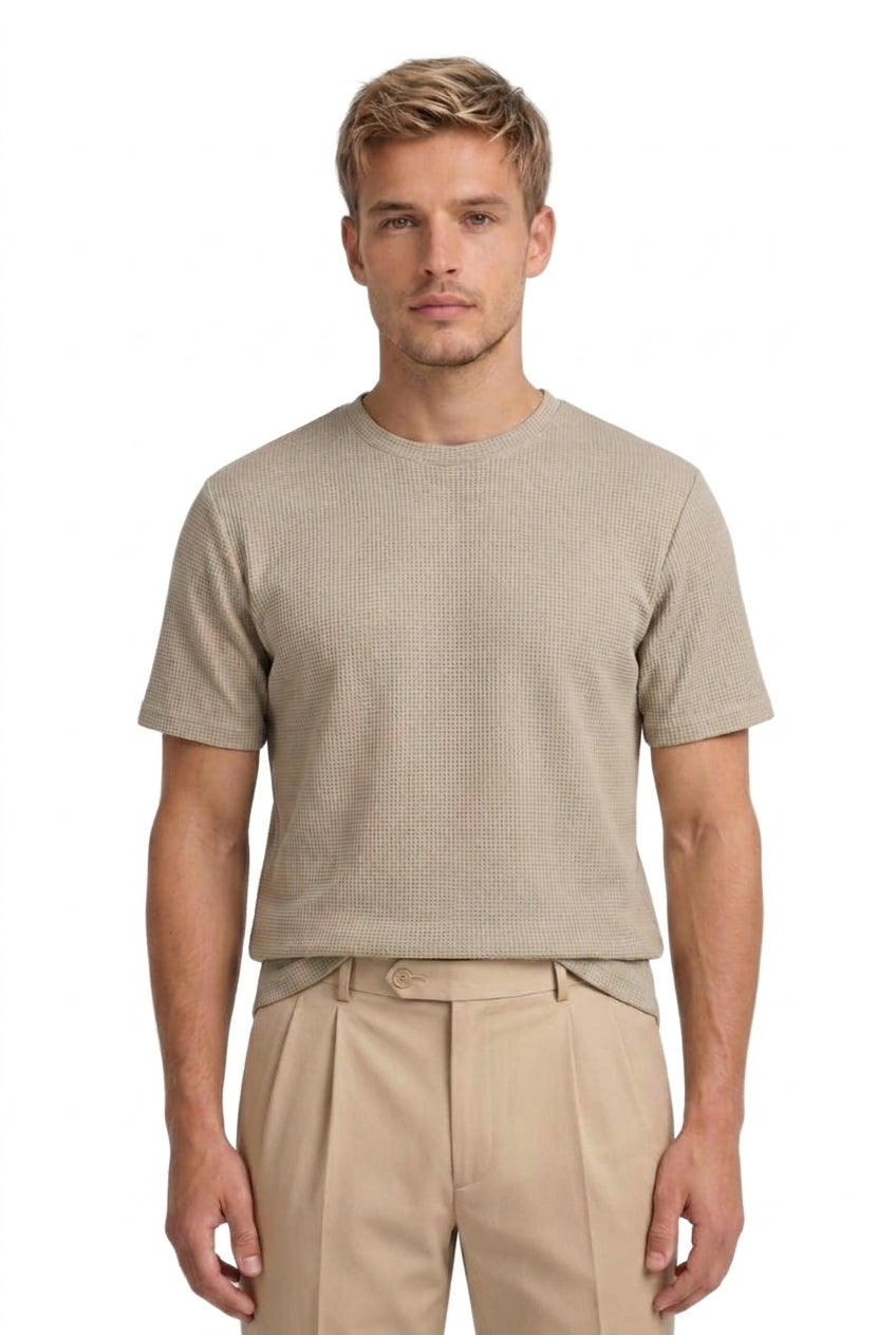 Hommes T-shirt à manches courtes avec texture gaufrée et col rond 2