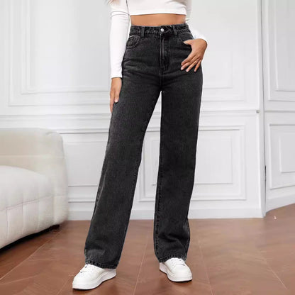 Jean droit taille haute pour femme 3