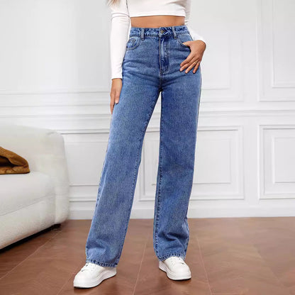 Jean droit taille haute pour femme 4