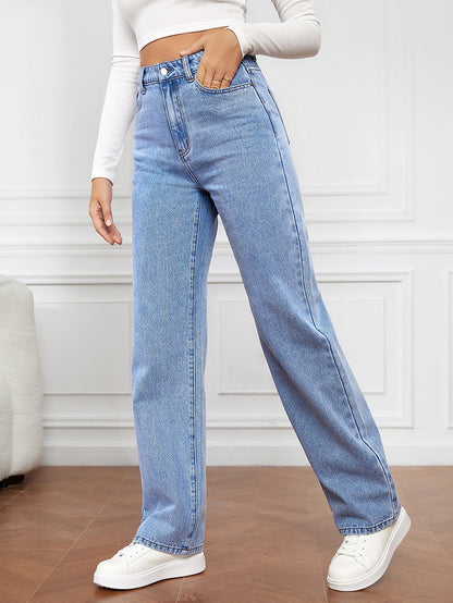 Jean droit taille haute pour femme 7