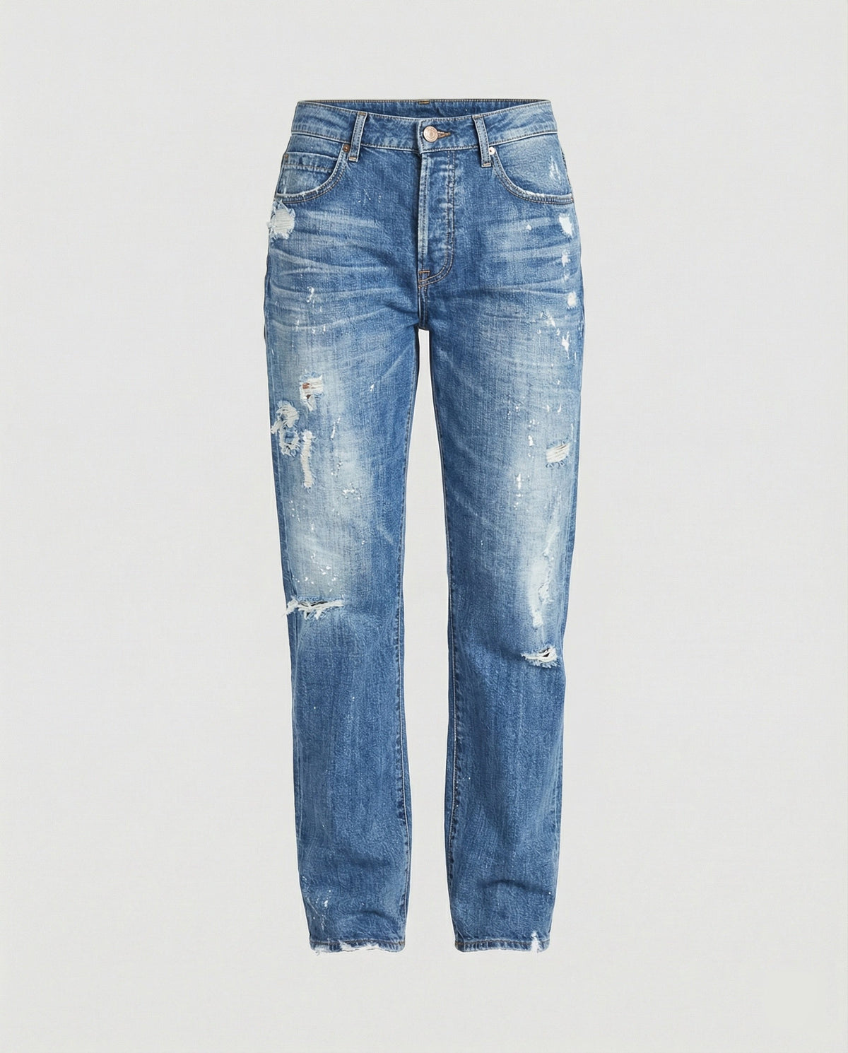Jean droit taille mi-haute effet vieilli pour femme 2