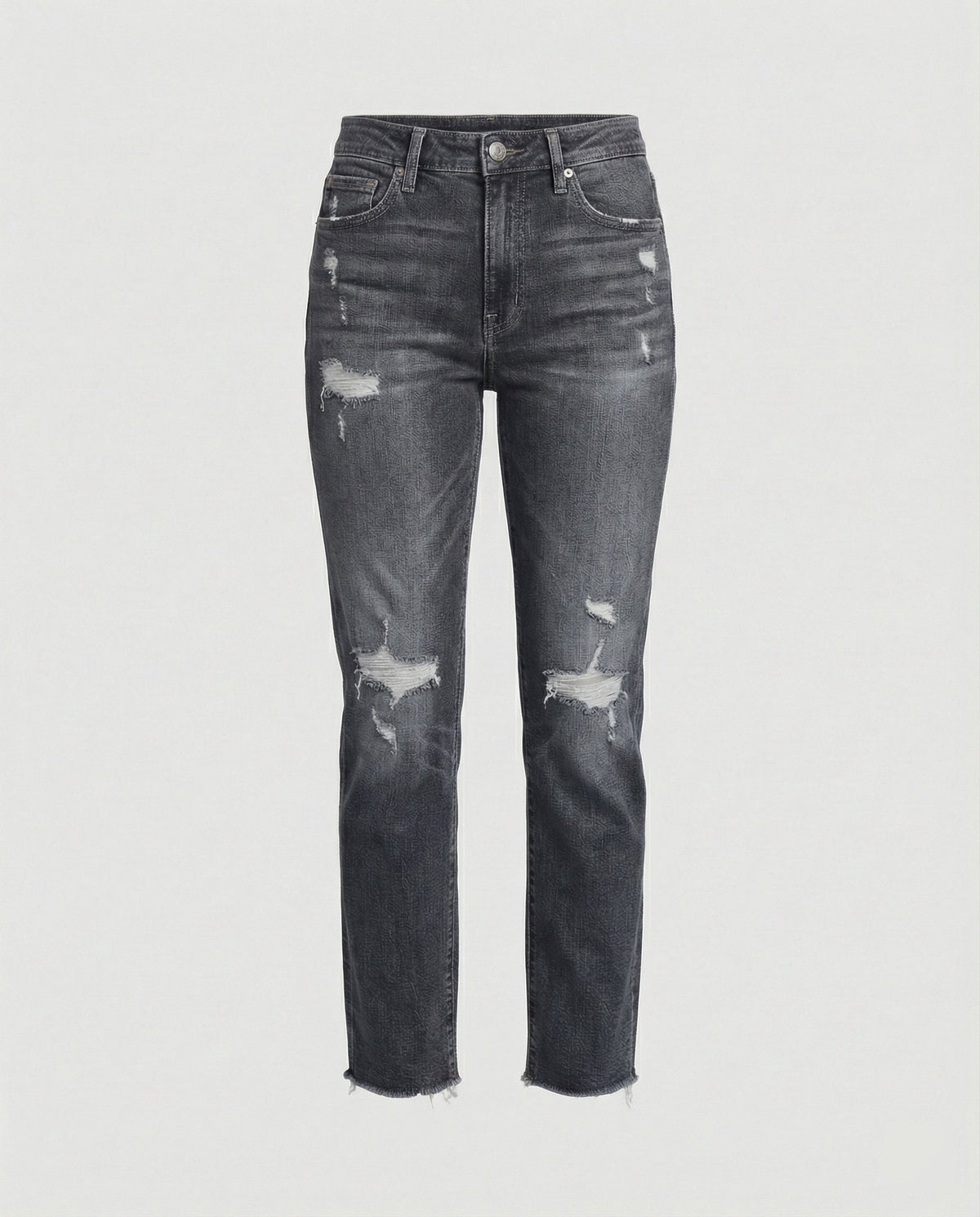 Jean droit taille mi-haute effet vieilli pour femme 5