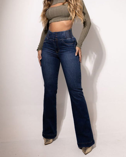 Jean évasé taille haute pour femme 4