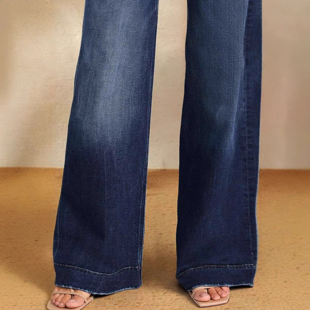 Jean large taille haute pour femme avec cordon de serrage 3