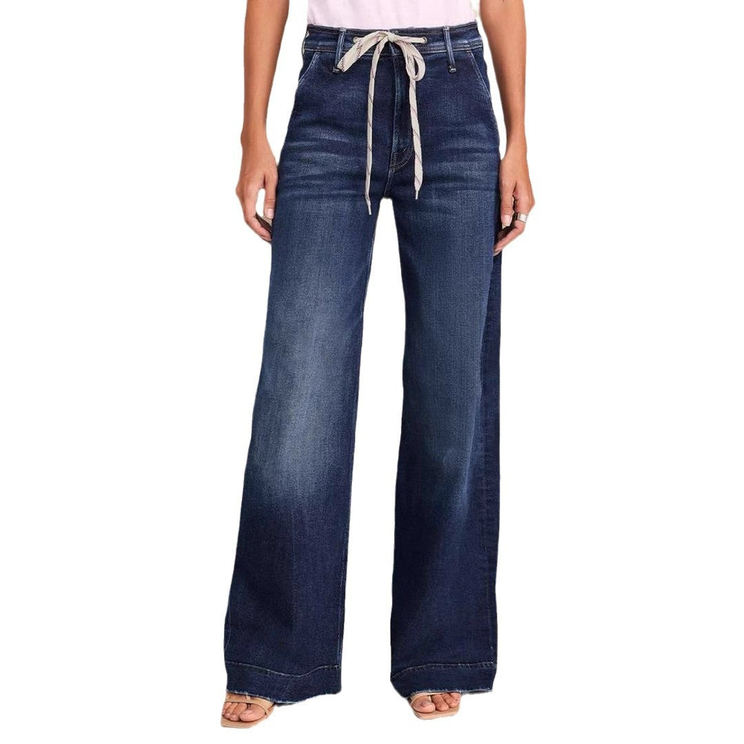Jean large taille haute pour femme avec cordon de serrage 5