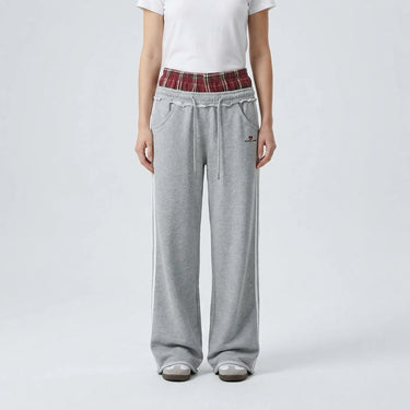 Joggers larges pour femme avec ceinture à carreaux 2