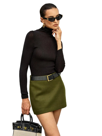 Jupe Femme Mini Taille Haute Avec Ceinture-Gigié