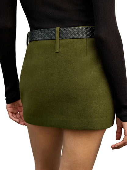 Jupe Femme Mini Taille Haute Avec Ceinture-Gigié