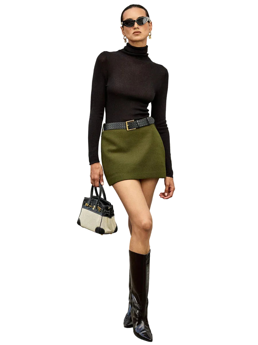 Jupe Femme Mini Taille Haute Avec Ceinture-Gigié