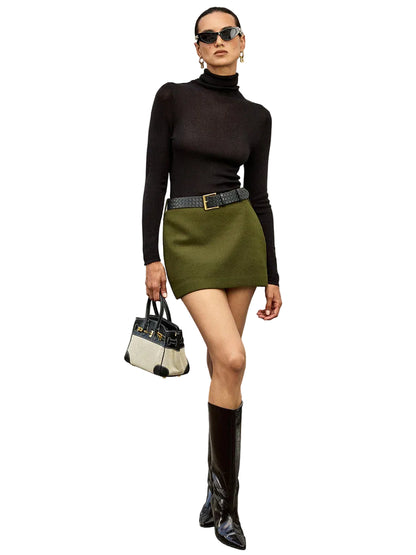 Jupe Femme Mini Taille Haute Avec Ceinture-Gigié