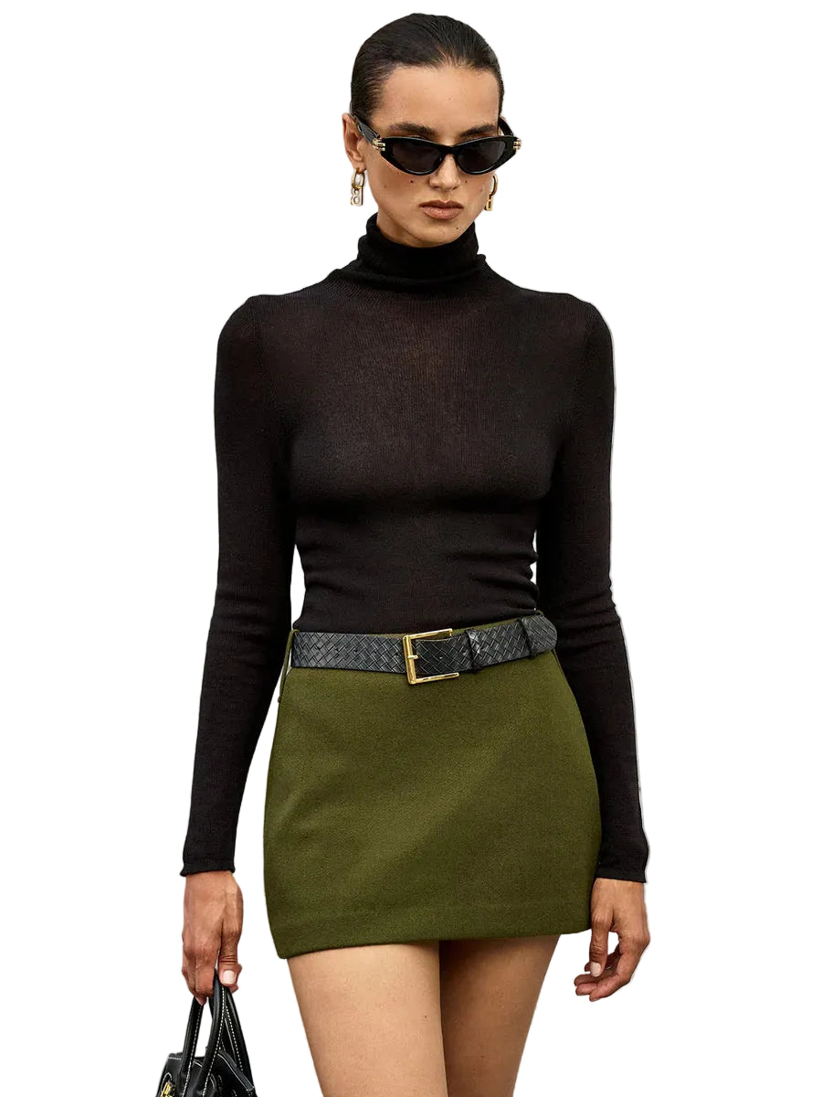 Jupe Femme Mini Taille Haute Avec Ceinture-Gigié