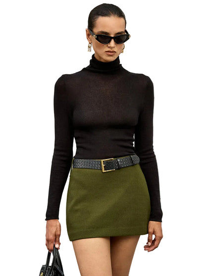 Jupe Femme Mini Taille Haute Avec Ceinture-Gigié